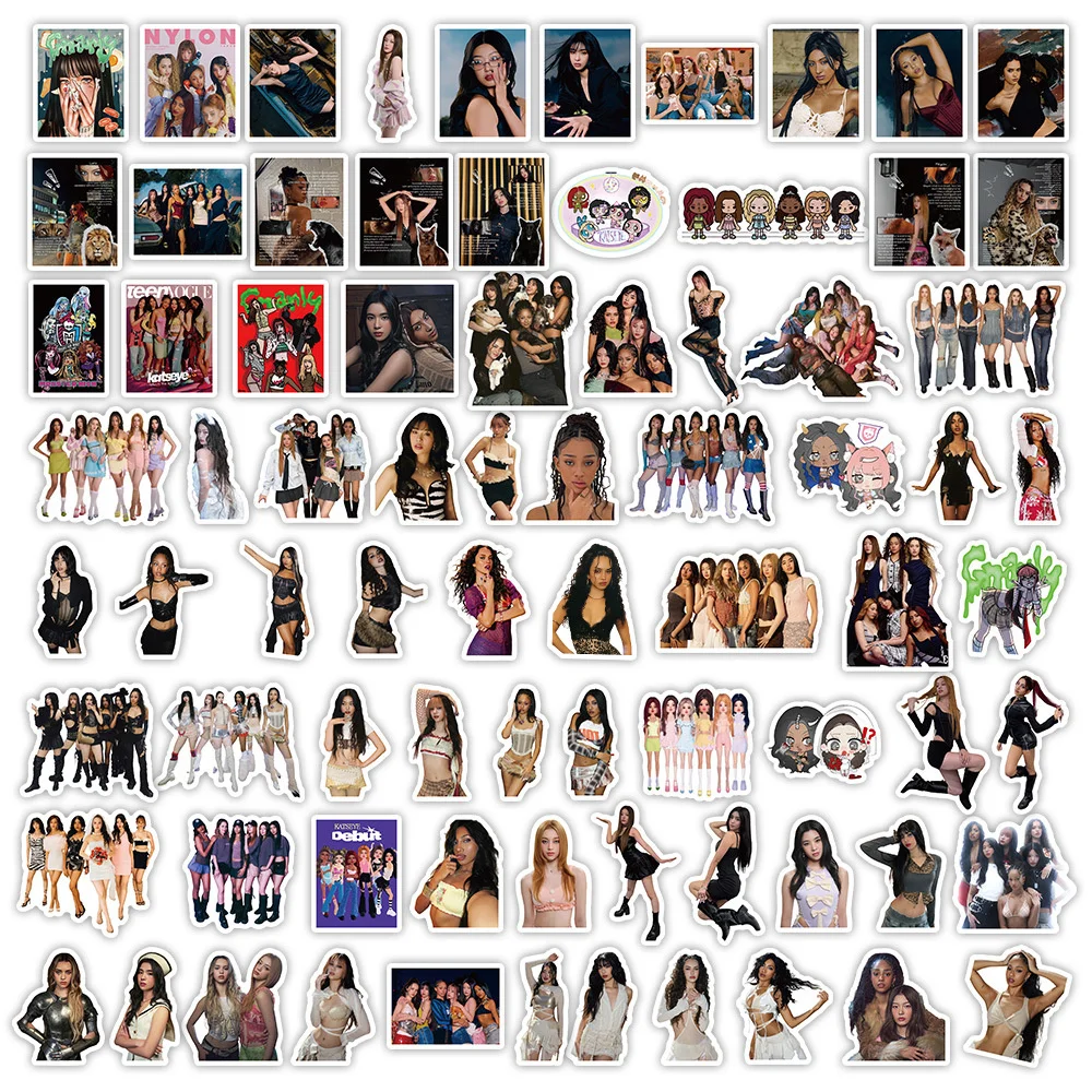 Kpop 78 قطعة/المجموعة KATSEYE PVC ملصقات MANON SOPHIA DANIELA LARA MEGAN YOONCHE حقيبة DIY كوب الشارات ملصقات مقاومة للماء