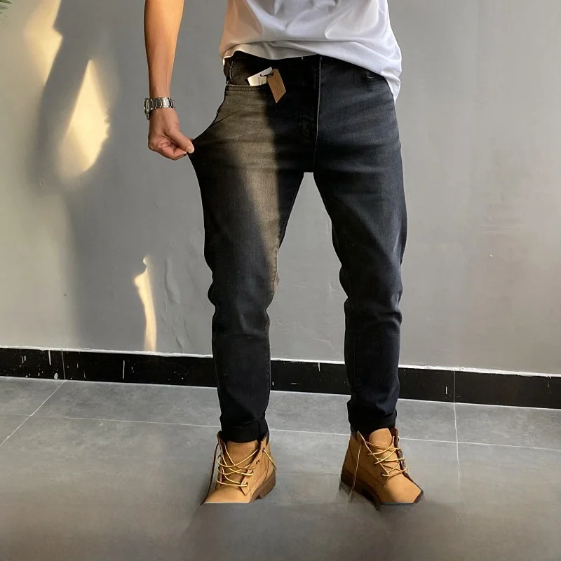 

American Style Men's Fleece Lined Brushed Denim Jeans Slim Fit Bootcut Washed Casual Long Pants Fashion Urban Autumn Warmth