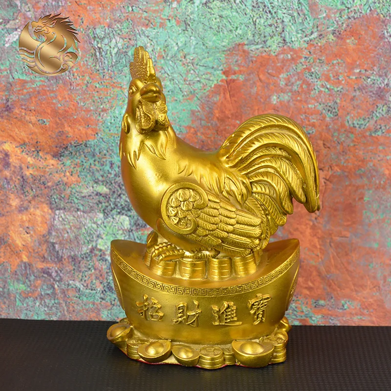 

Guyunzhai GOLDEN ROOSTER Cock Brass Yuan Baofu Grilled Ham and Chicken Home Copper Crafts