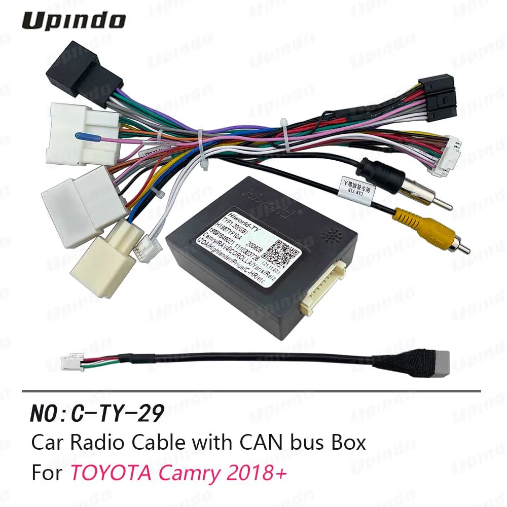 Car Radio Cable with CAN Bus Box Power Wiring Harness for TOYOTA Camry 2018+ Android Multimedia Player