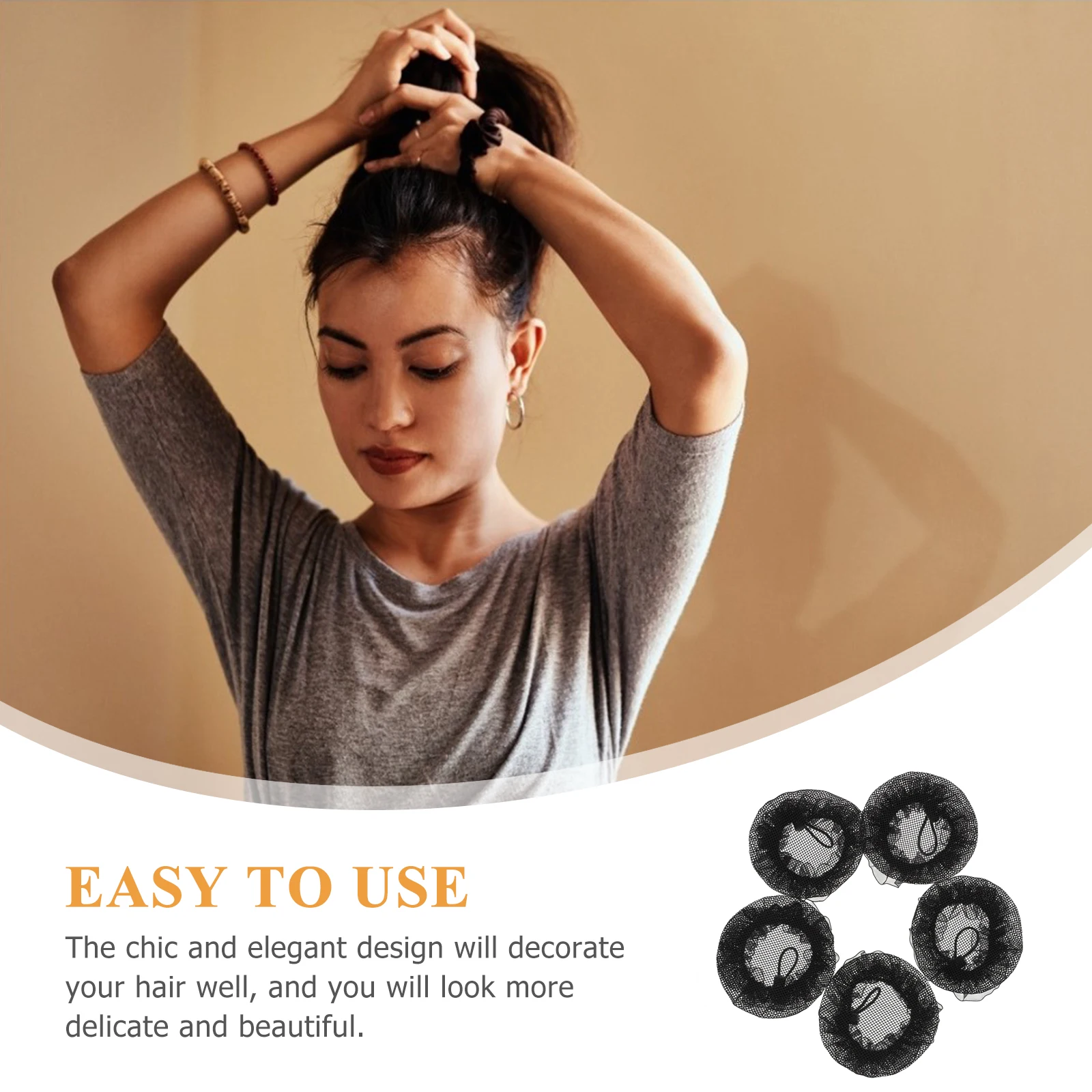 

10pcs Snood Net Bun Cover Elastic Hair Net For Ballet Dance Performance Face Washing Convenience Tidy Look Stylish Elegant Hair