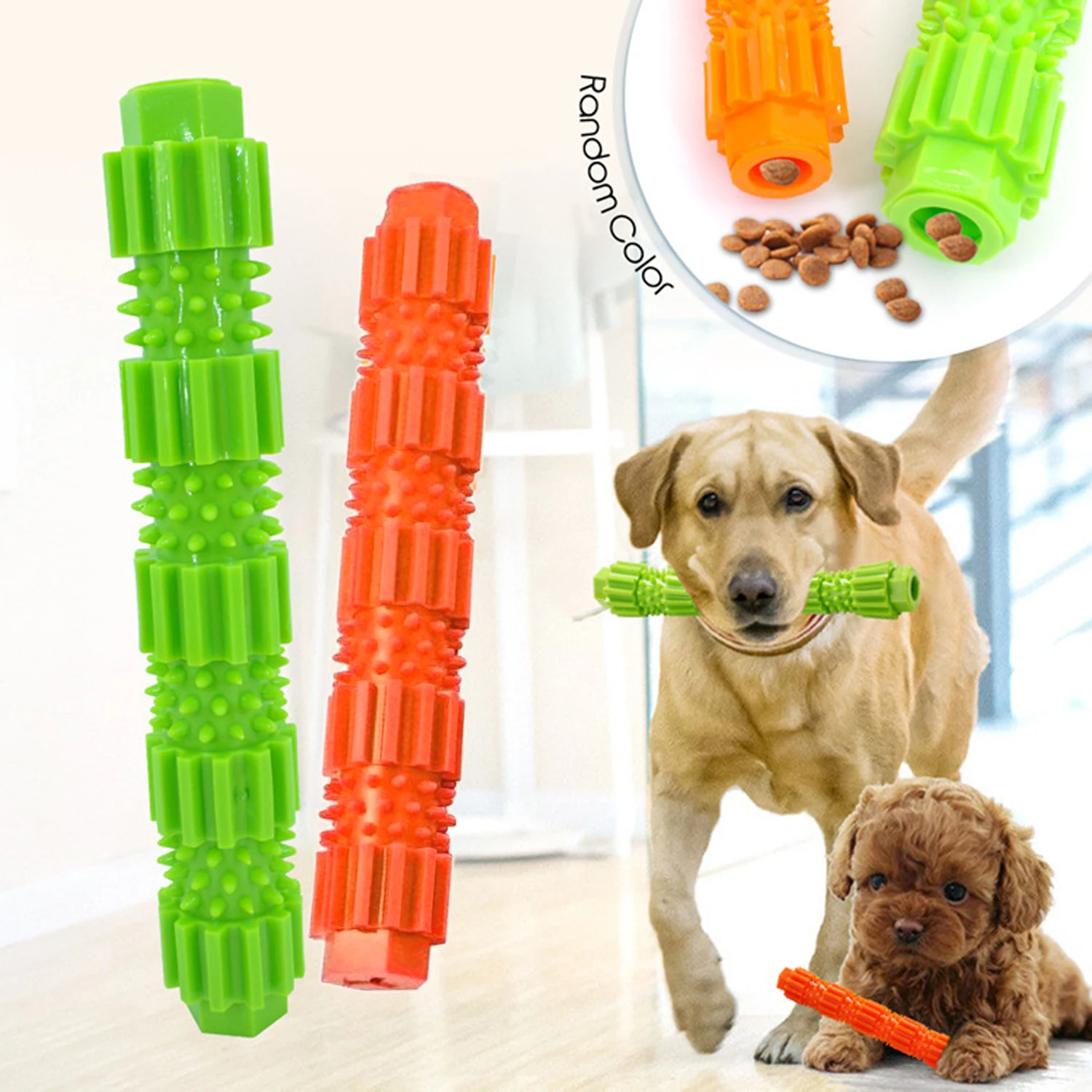 Pet Dog Chew Toy for Aggressive Chewers Treat Dispensing Rubber Teeth Cleaning Toy Squeaking Rubber Dog Toy Toys for Dogs 1Pc