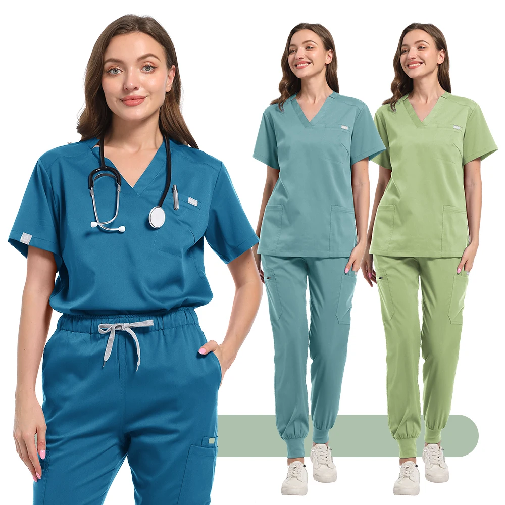 

High Quality Scrub Suits Wholesale Operating Room Medical Uniform Set Short Sleeve Nurse Accessories Tops Pants Thickening