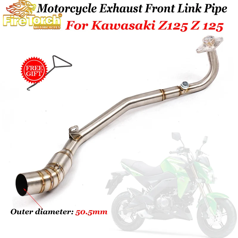 Motorcycle Full System Exhaust Escape Modify Stainless Steel Front Mid Link Pipe With Muffler Slip On For Kawasaki Z125 Z 125