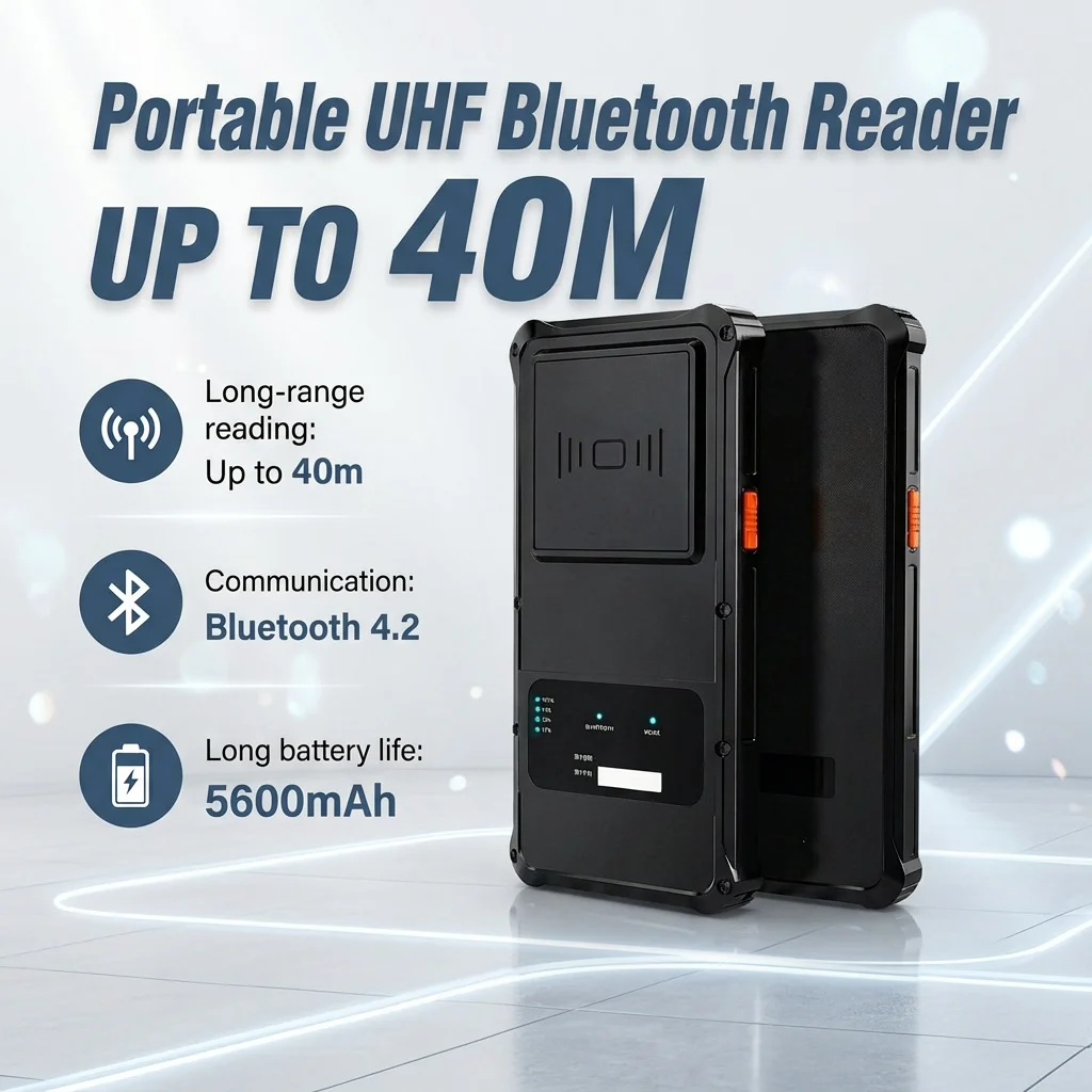 UHF RFID Reader Writer Black Device 900mhz Portable Long Range Wifi 5600mah Battery type-c 20-40m multi-tag reading