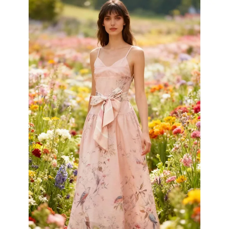 Puffy Dr Vaion Sle slim-fit jurk met hoge taille en print Fluwelen stof Svel verdikte zomer-lentejurk