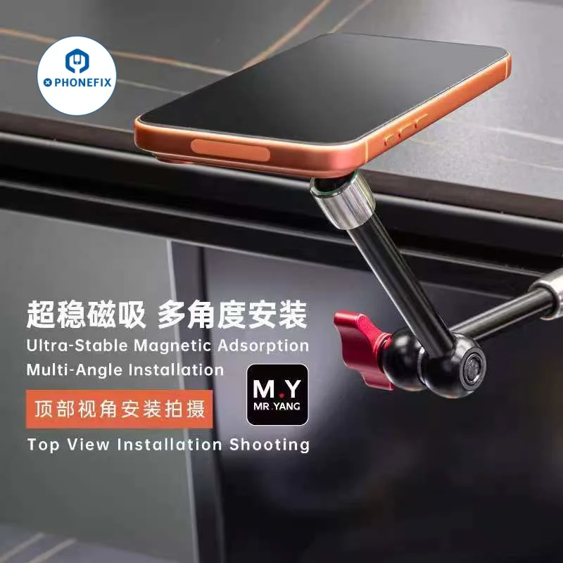 M.Y Magic Hand Magnetic Adapter Base Phone Holder Stand 360 Adjustable Quick Lock for Phone 17 16 Live Streaming Video Teaching