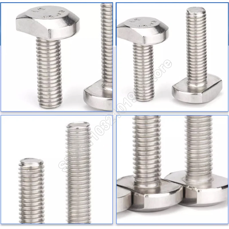 2-10 قطعة 304 الفولاذ المقاوم للصدأ T المطرقة رئيس مسامير M5 M6 M8 M10 M12 T شكل نوع البراغي ل T-فتحة شلال السكك الحديدية ميتري المسار L = 12-70 مللي متر