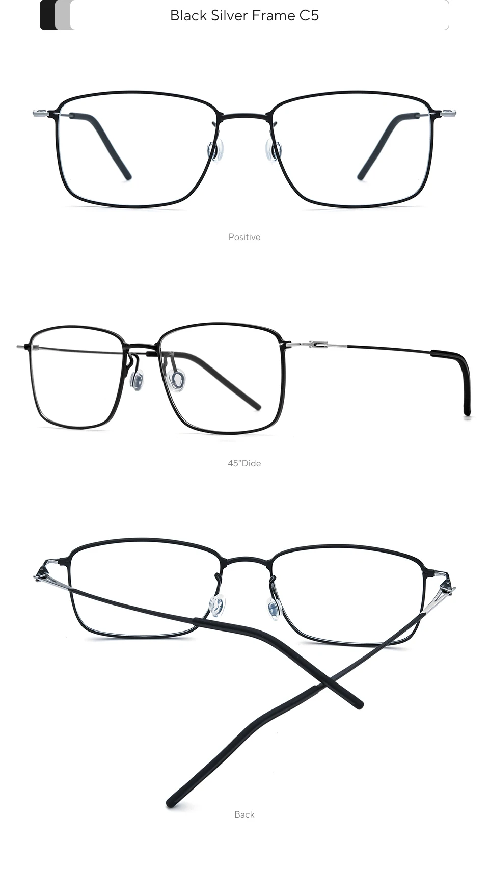 FONEX Titanium Glasses Frame Men Brand Design Square Korean Japaness Ultralight Eyeglasses Morten Screwless Denmark Eyewear 5913