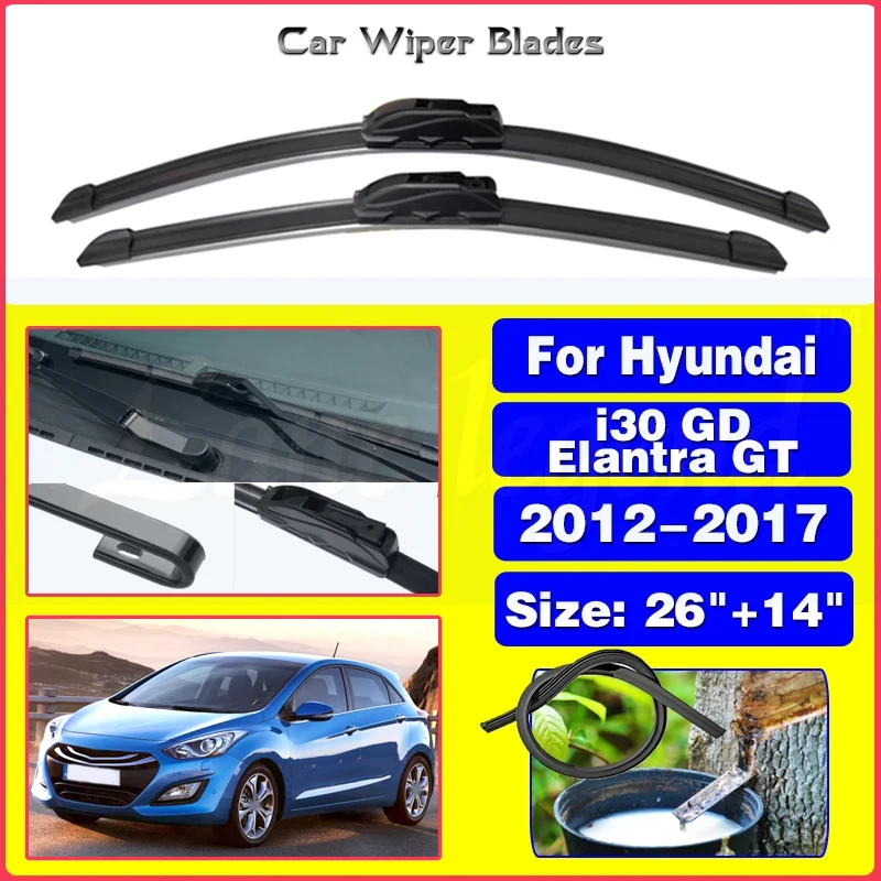 

Wiper Front Wiper Blades Set For Hyundai i30 GD Elantra GT 2012-2017 2013 2014 2015 2016 Windshield Windscreen Window 26"+14"