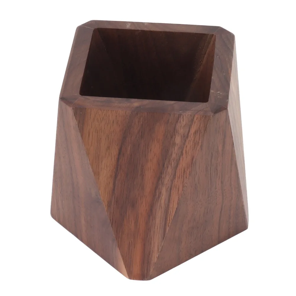 Black Walnut Wood Wooden Pen Holder Large Capacity Smoothing Wooden Pen Stand Rhombic Shape Stable Wooden Pencil Box Office Use