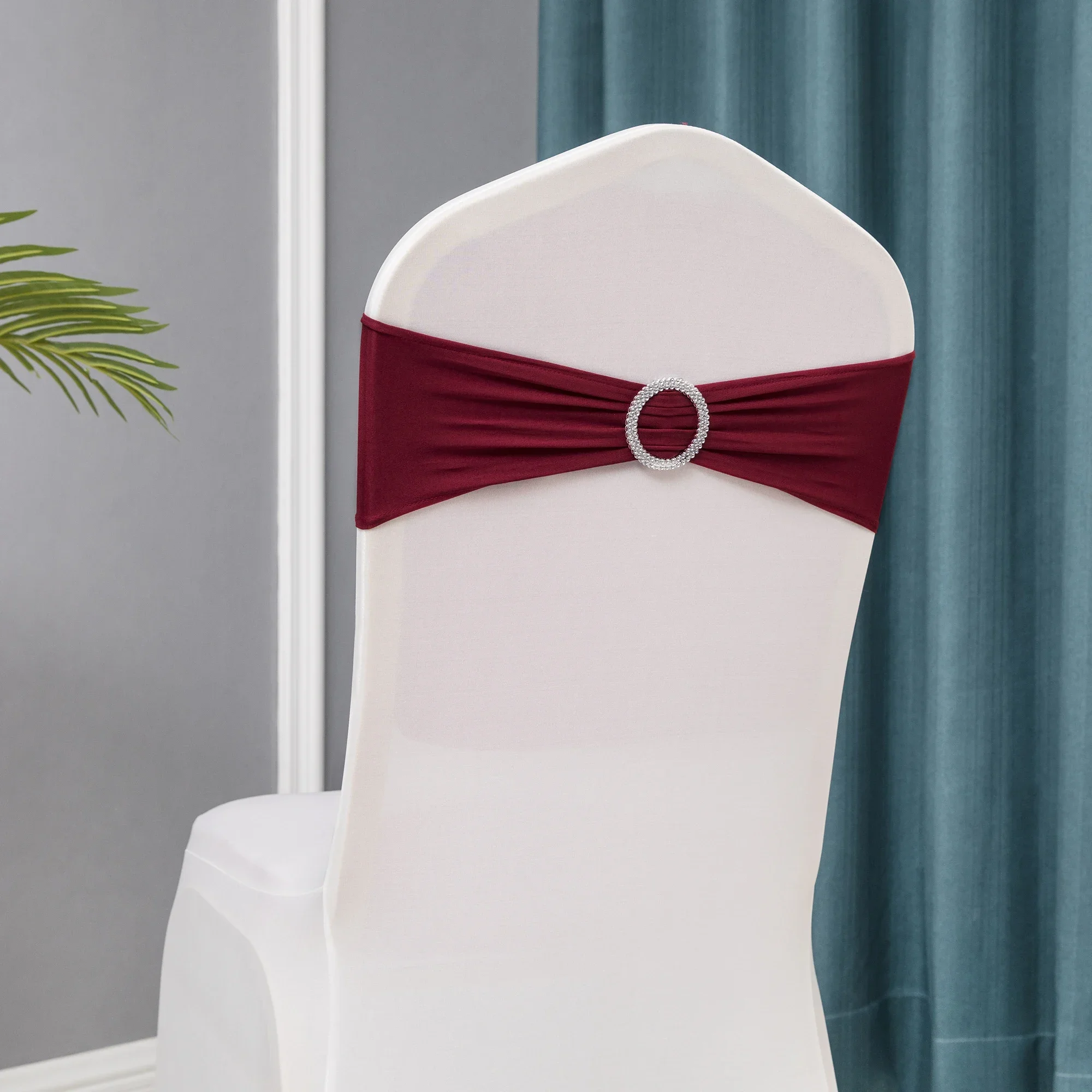 Chair Sashes Bows Wedding Lycra Chair Spandex Bands Stretch With Buckle For Chair Covers Decoration Party Dinner Banquet