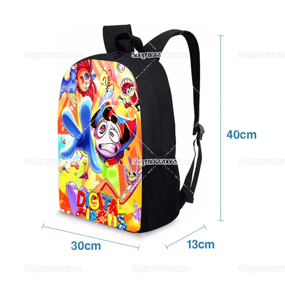 Cartoon Anime The Amazing Circus Print Backpack for Student Bookbag Cute Figure Pomni Jax Shoulders Bag School Back Pack Gifts view 3
