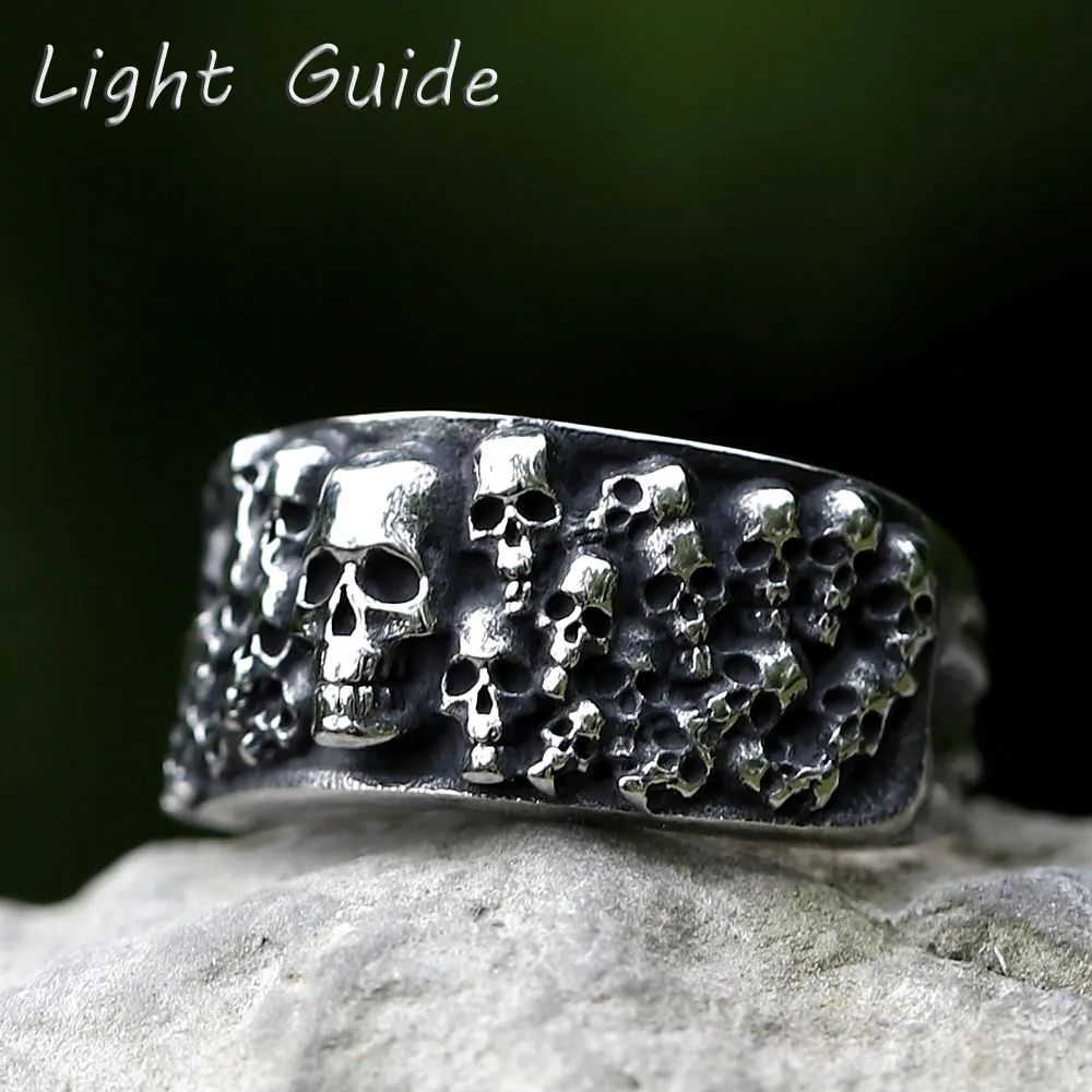2022 NEW Men\'s 316L stainless steel rings Vintage Halloween Gothic Funny Devil Skull punk fashion jewelry free shipping