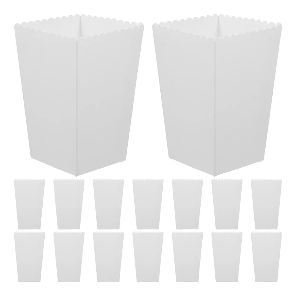 36 Uds. Soportes para palomitas de maíz para fiesta, caja de embalaje de alimentos, Mini máquina decorativa, cubo para microondas, contenedores de cajas de papel blanco