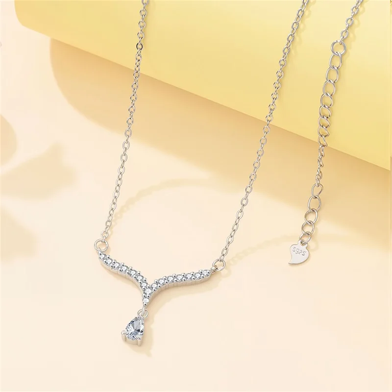 

Hot Sales 925 Sterling Silver Droplet Necklace Classic Popular Chains For Women Girls Birthday Graduation Pretty Jewelry Gifts