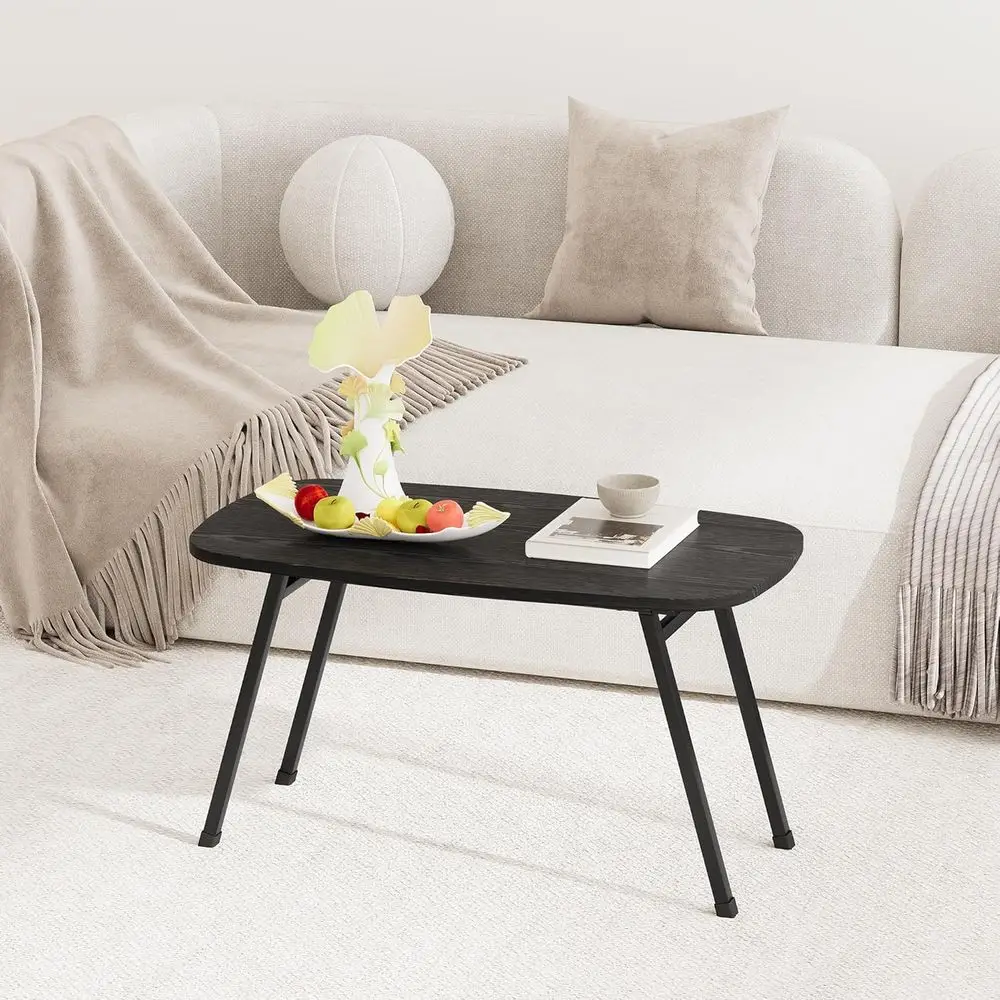 Coffee Table for Small Spaces, Small Coffee Table Folding, Regular Center Table for Living Room, Round Floor Table, Century Low