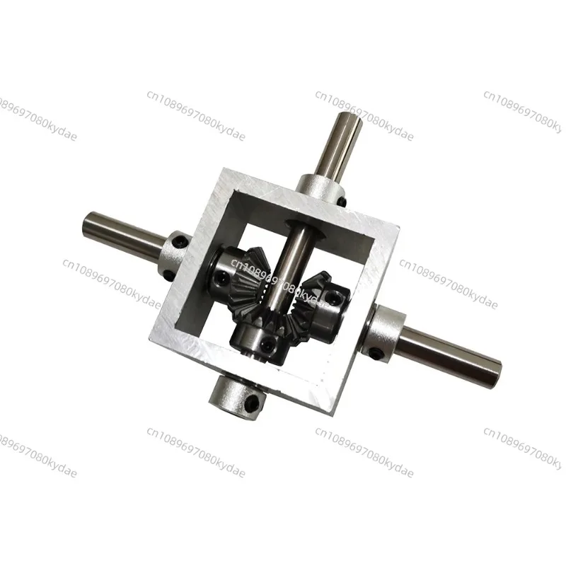 

90 Degree Right Angle Transmission Reversing Gearbox Dual Output Shaft Bevel Gear Angle Converter Speed Ratio 1:1 Alloy Frame