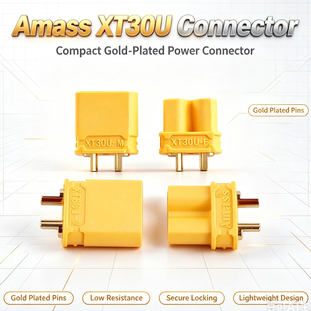 10Pair/lot Amass XT30U Male & Female Gold-plated Bullet Connector Upgrade XT30