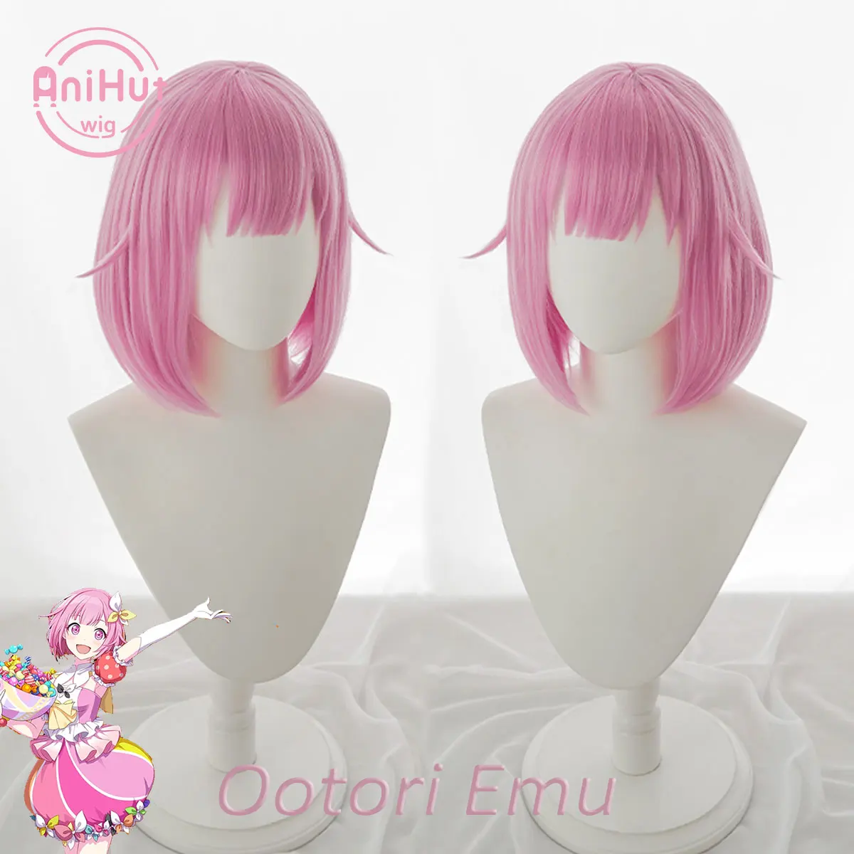 【AniHut】Ootori emu Pink 30cm Cosplay Wig Project SEKAI COLORFUL STAGE! Heat Resistant Synthetic Hair Ootori emu