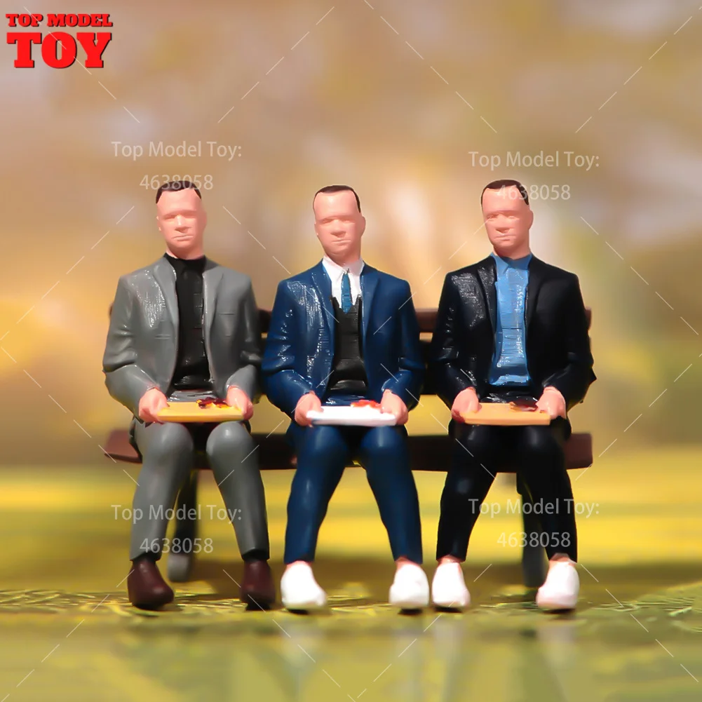 

Painted Miniatures 1/64 1/43 1/87 1/18 1/24 Mr. Forrest Gump Sitting Male Scene Figure Doll Unpainted Model For Car Vehicles