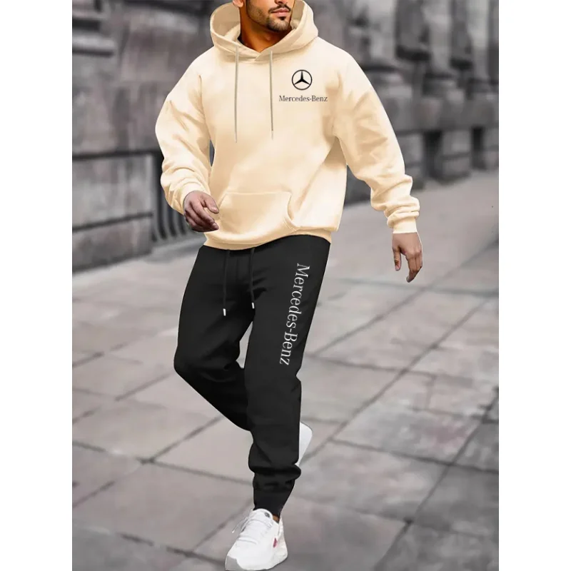 

Men's Mercedes Benz hoodie and sweatpants - Inspired lettering and logo print - Heavyweight 2 piece set, full zip