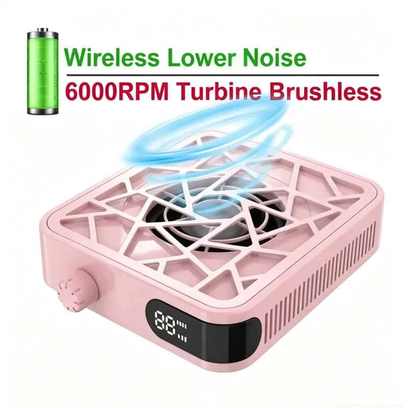 Mini Brushless Turbo Nail Dust Machine HD Display Adjustable Speed Portable Rechargeable Vacuum Cleaner for Manicure Lower Noise