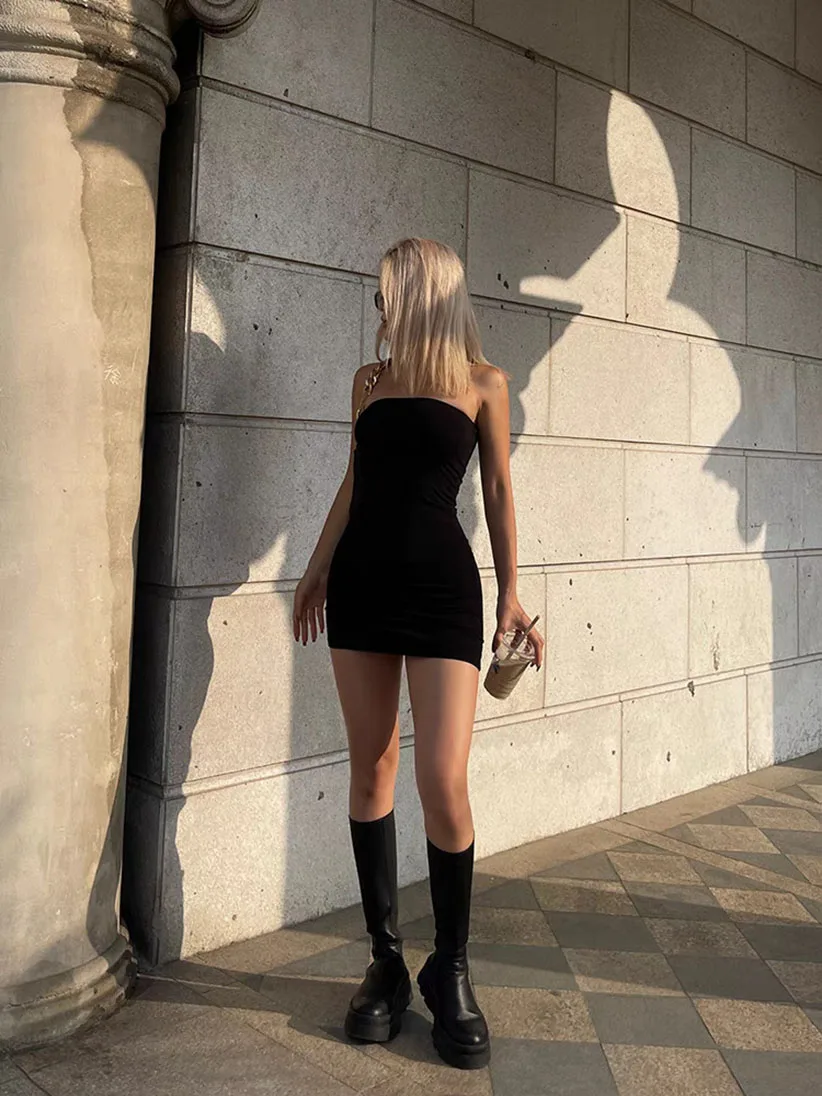 Vestido sem alças hip abraçando saia camada base sexy sem alças picante menina temperamento vestido saia infantil