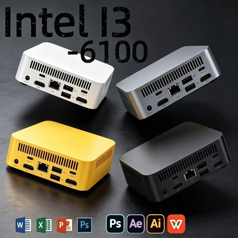 New Intel Core i3-6100 Mini PC 16GB RAM 1/2TB SSD Small Pocket Computer WIFI6 BT5.2 4K Desktop PC Gaming Computer