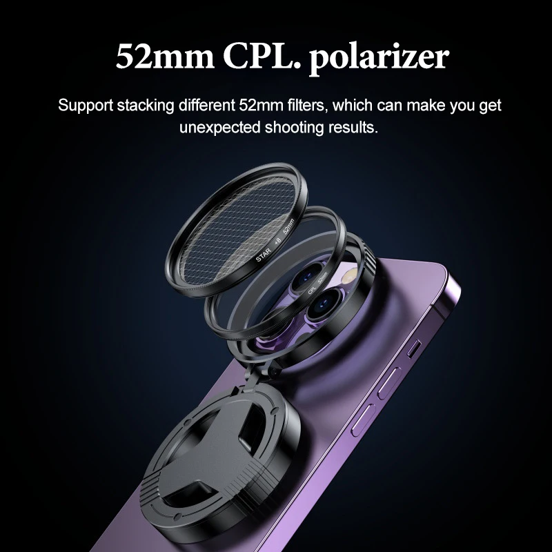 52mm Variable ND CPL iPhone 15 Pro Filter ND Filter Variable Smartphone Cellular Polarizer Filter Phone Camera Phone for Samsung