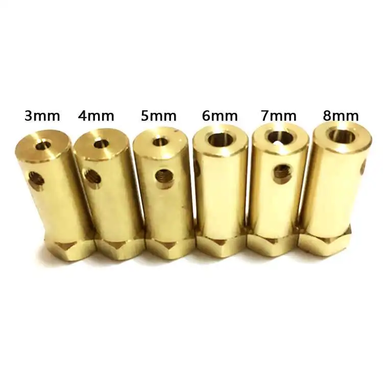 Beicai 1/2/5pcs 3/4/5/6/7/8mm Brass Hexagonal Shaft Coupling Extended-shaft Motor Connectors Accessories With Screws And Wrench