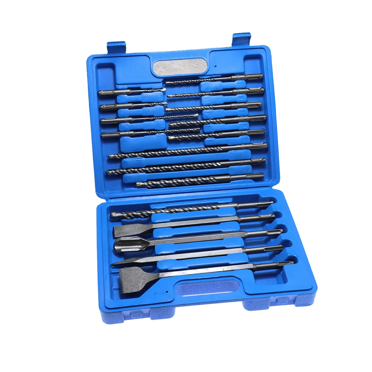 

17Pcs Sds Electric Hammer Drill Bit Set Chisel Plastic Box Impact Concrete Masonry Drilling Grooving