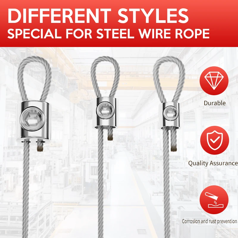 1.5mm cable clamp, stainless steel cable clamp, adjustable metal fixture, suitable for light string/picture hanging/rope fixing