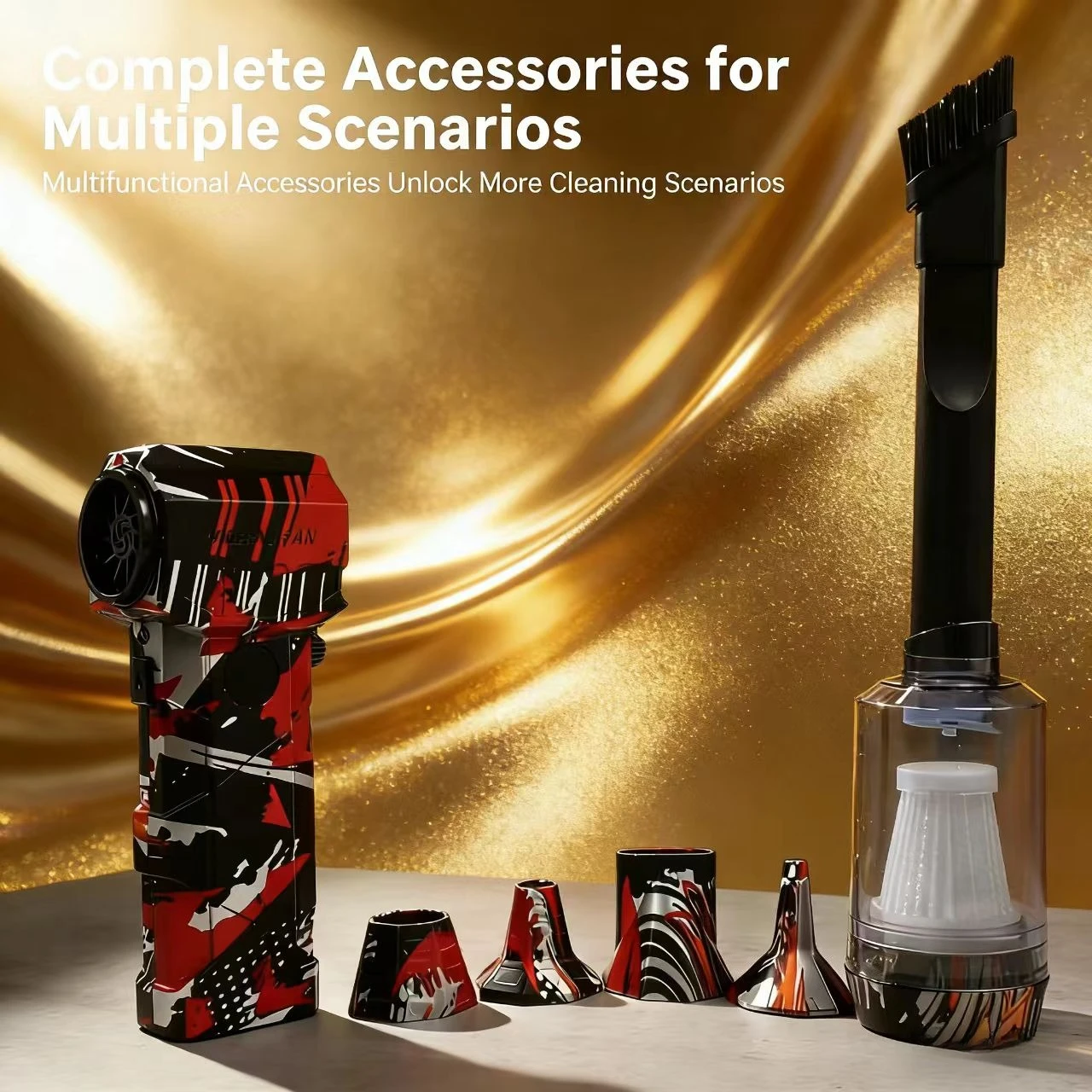 

Мощный турбовентилятор L5 мощностью 200 Вт, многофункциональный вентилятор 4-в-1 с 9 аксессуарами для чистки и сушки автомобиля