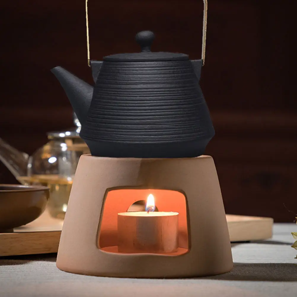1Pcs Ceramic Teapot Warmer Tea Warmer with Wide Stove Mouth for Stable Pot Placement Elegant Eye Catching Design Tea Heating