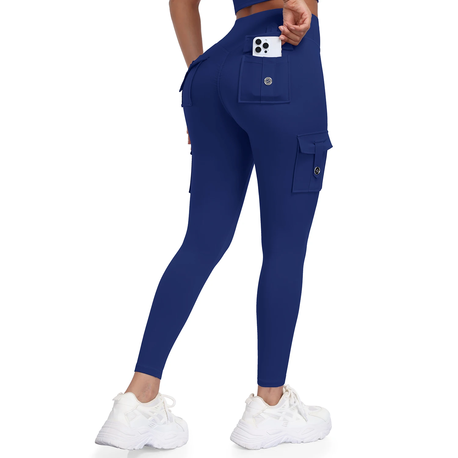 Women's Fitness Pants High-Waisted Cargo Pants With Pockets, Hip Lift and Tummy-Control Fitness Pants.