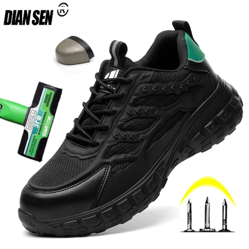 Safety Shoes Men With Steel Toe Cap Anti-smash Men Work Shoes Sneakers Light Puncture-Proof Indestructible Shoes Dropshipping