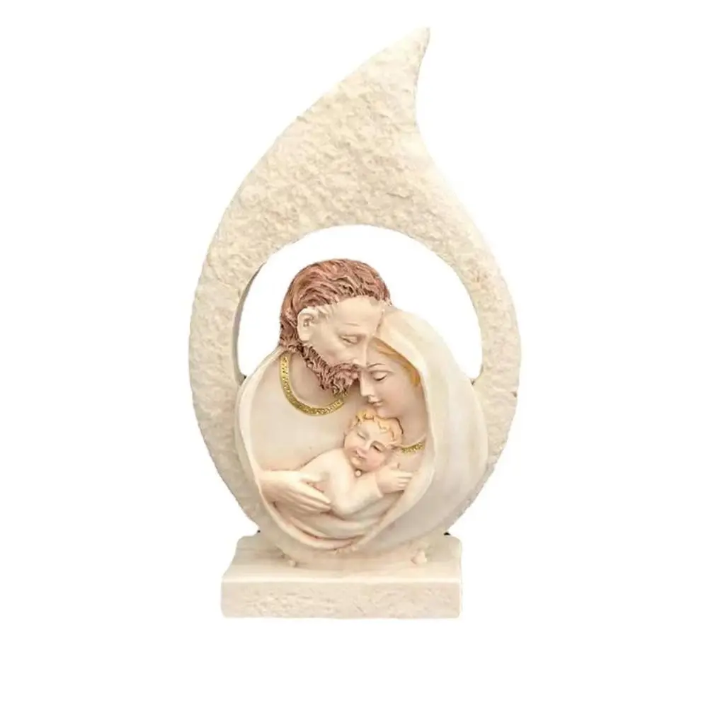 Creative Exquisite Sacred Hearts Statue Painted Handmade Holy Family Figurine Crafts Resin Nativity Ornaments Desktop