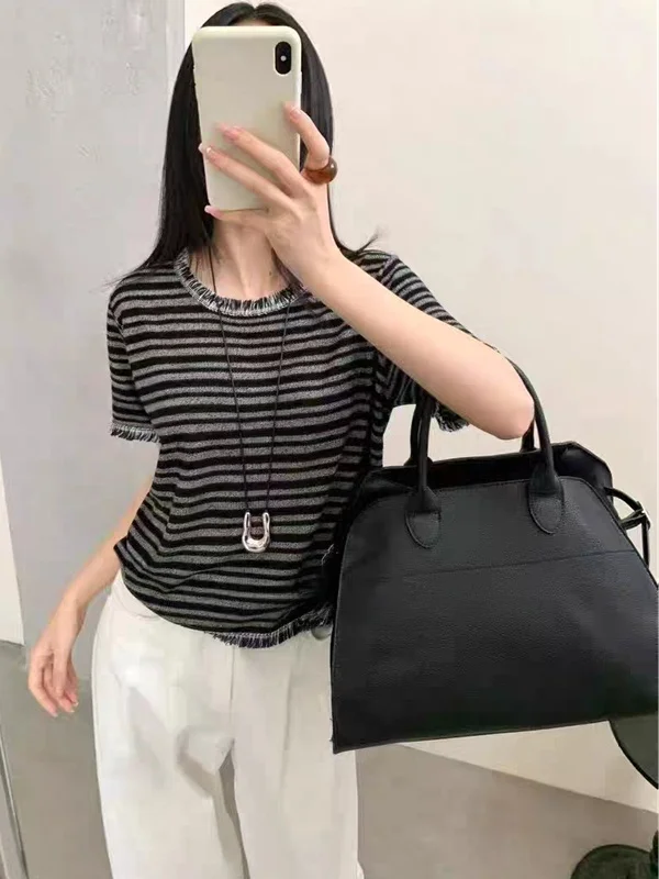 Zomer Kant Trim Linnen Gebreide Svel Ronde Ne Open Vest Vrouwen Vest T-shirt Koreaanse Sle Loose Fit Creatief Patroon