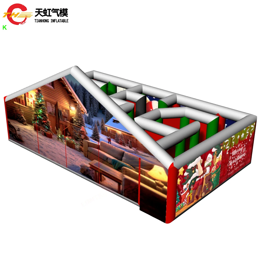 Transporte rápido 10x5m labirinto inflável de natal novo design labirinto inflável tag esporte jogo brinquedos para venda