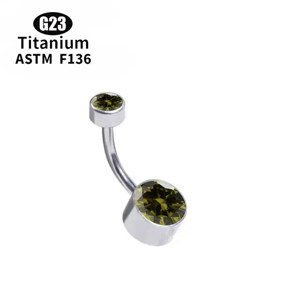Women's G23 Titanium Round Zircon Belly Button Ring