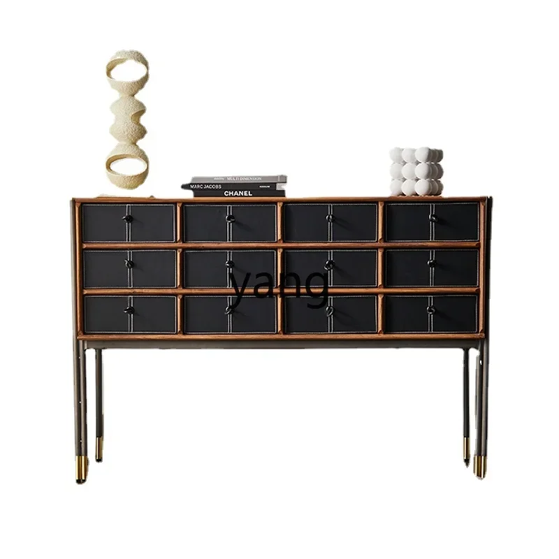 CX Solid Wood Dining Edge Simple Living Room Walnut Color Chest of Drawers Vintage Storage  More than Chest of Drawer