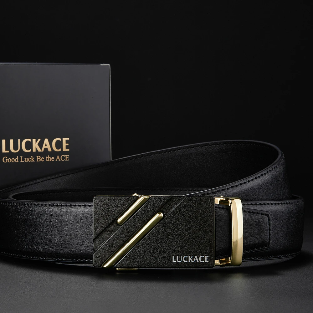 

LUCKACE Brand Genuine Leather Belt for Men Golf Quality Male Men Accessories Male Belt with Original Package