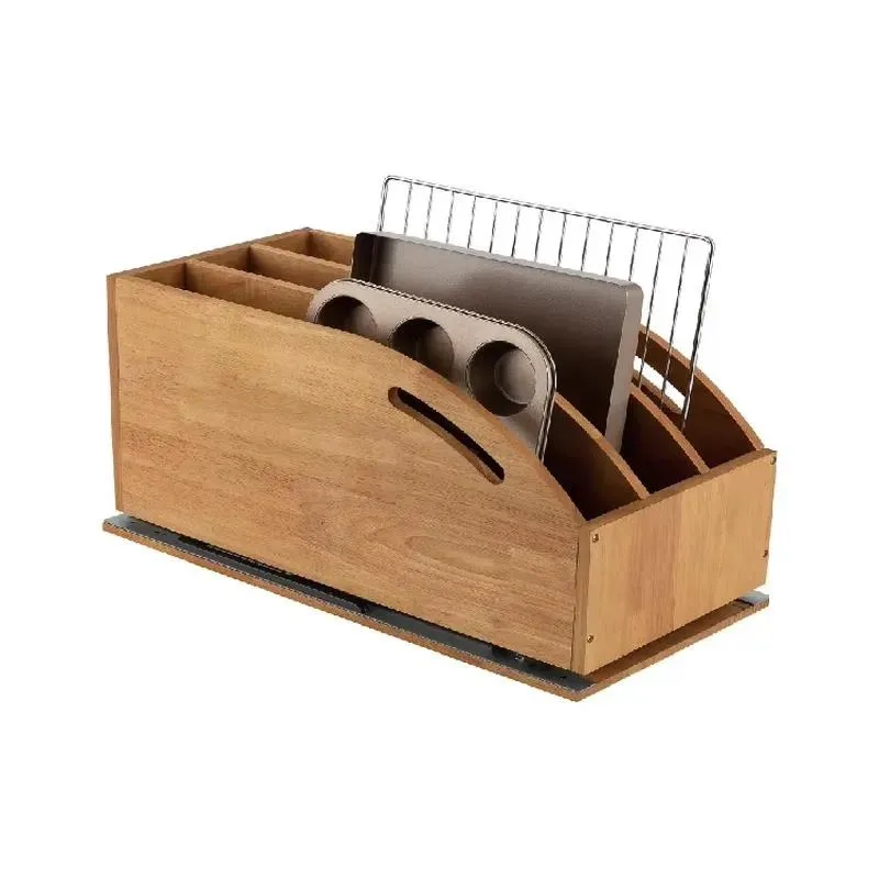 for Removable kitchen cabinet storage rack, which can store pans, lids, baking trays, cutting boards, baking trays, and