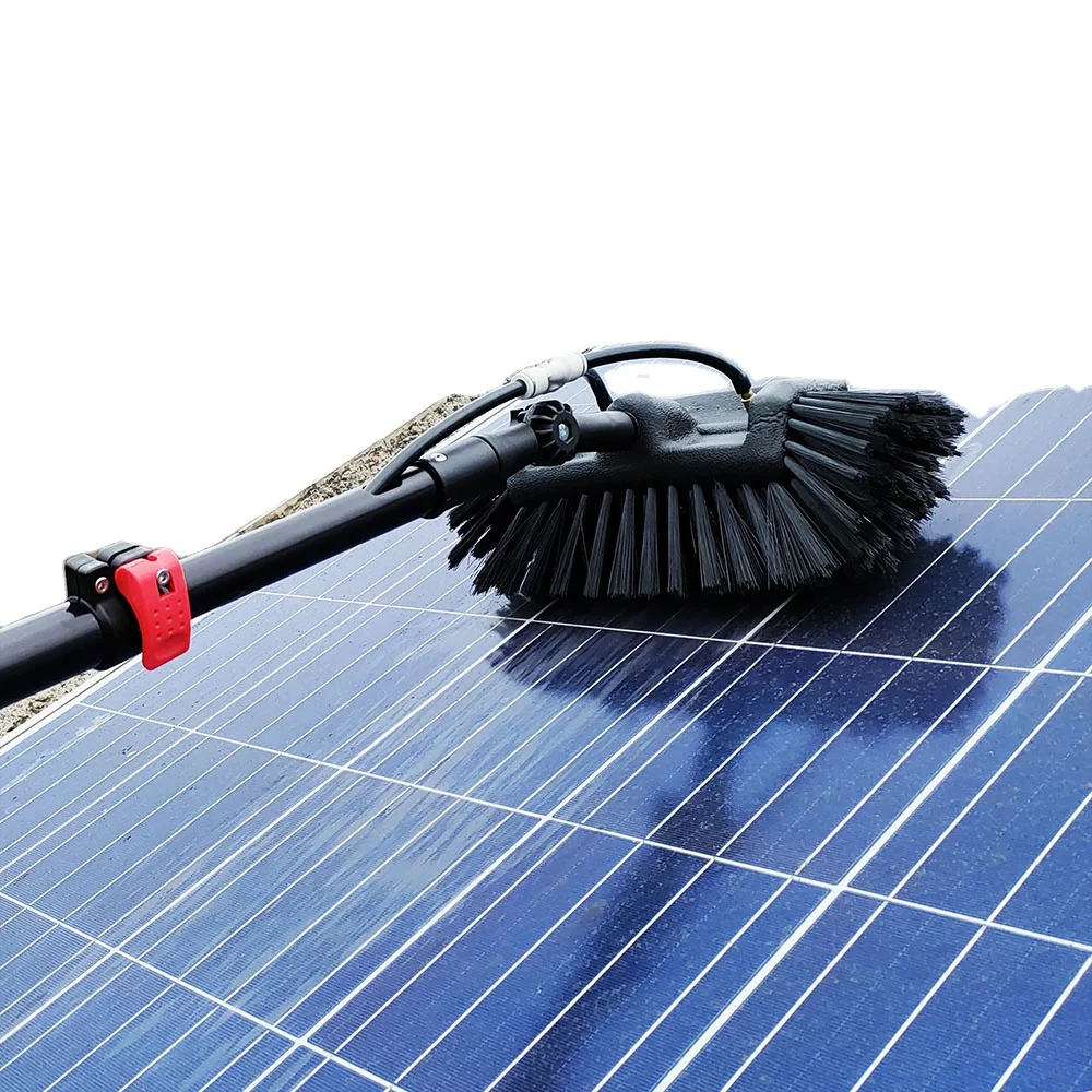 Water Fed Solar Panel Cleaning Brush with 5-sided Soft no Scratch  Head and Telescopic Handle Pole