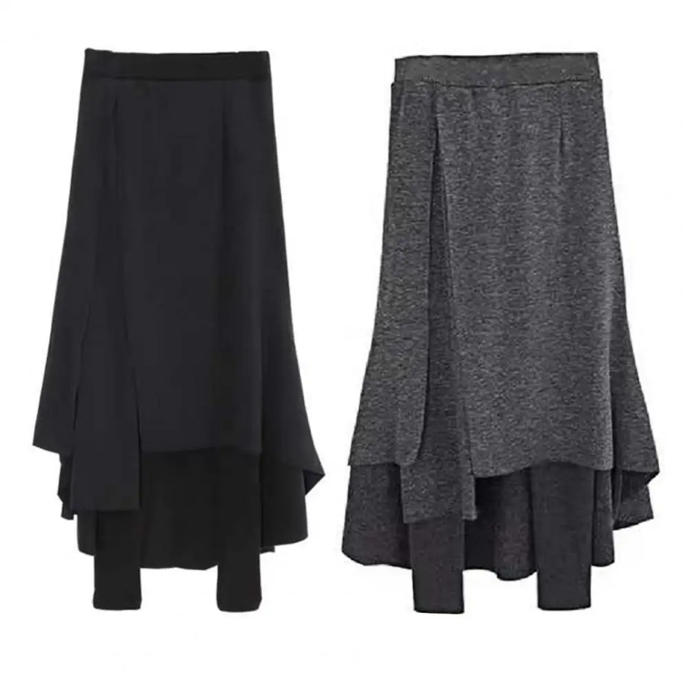 

Large Size Autumn Winter Fce Lined High Waist Women's Outerwear Warm Slimming Skirt Pants Fake Two-Piece Long Pants Culottes