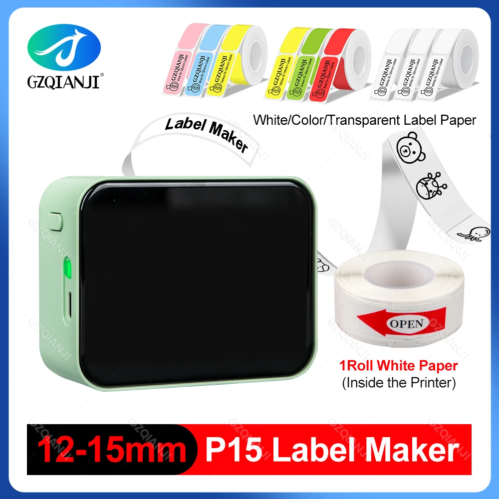 12-15mm Label Printer Home Thermal Self-adhesive Handheld Portable Bluetooth Mini Sticker Machine Include A Roll Of Label Paper