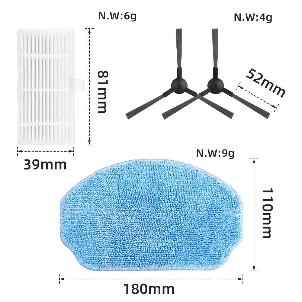 Боковая щетка, Hepa фильтр, Швабра, коврик для MAMNV BR150 BR151, manvin G20, ZCWA BR150 BR151, ONSON BR150 BR151, запасные части