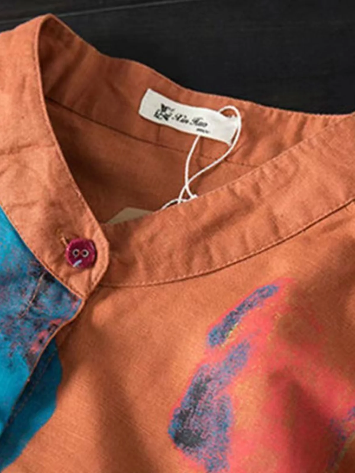 فضفاضة تناسب طويلة Sve القطن الكتان irt العلامة التجارية الملابس النسائية مصممة التخسيس منتصف طول الوقوف طوق Busin عادية