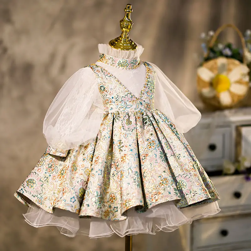 Baby Spanish Dress for Girls Lolita Princess Ball Gown Beading Design First Birthday Party Christening Clothes Easter Eid Clothe